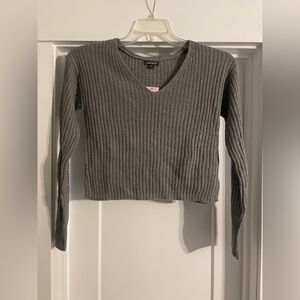 Target Wild Fable Gray Ribbed V-Neck Sweater